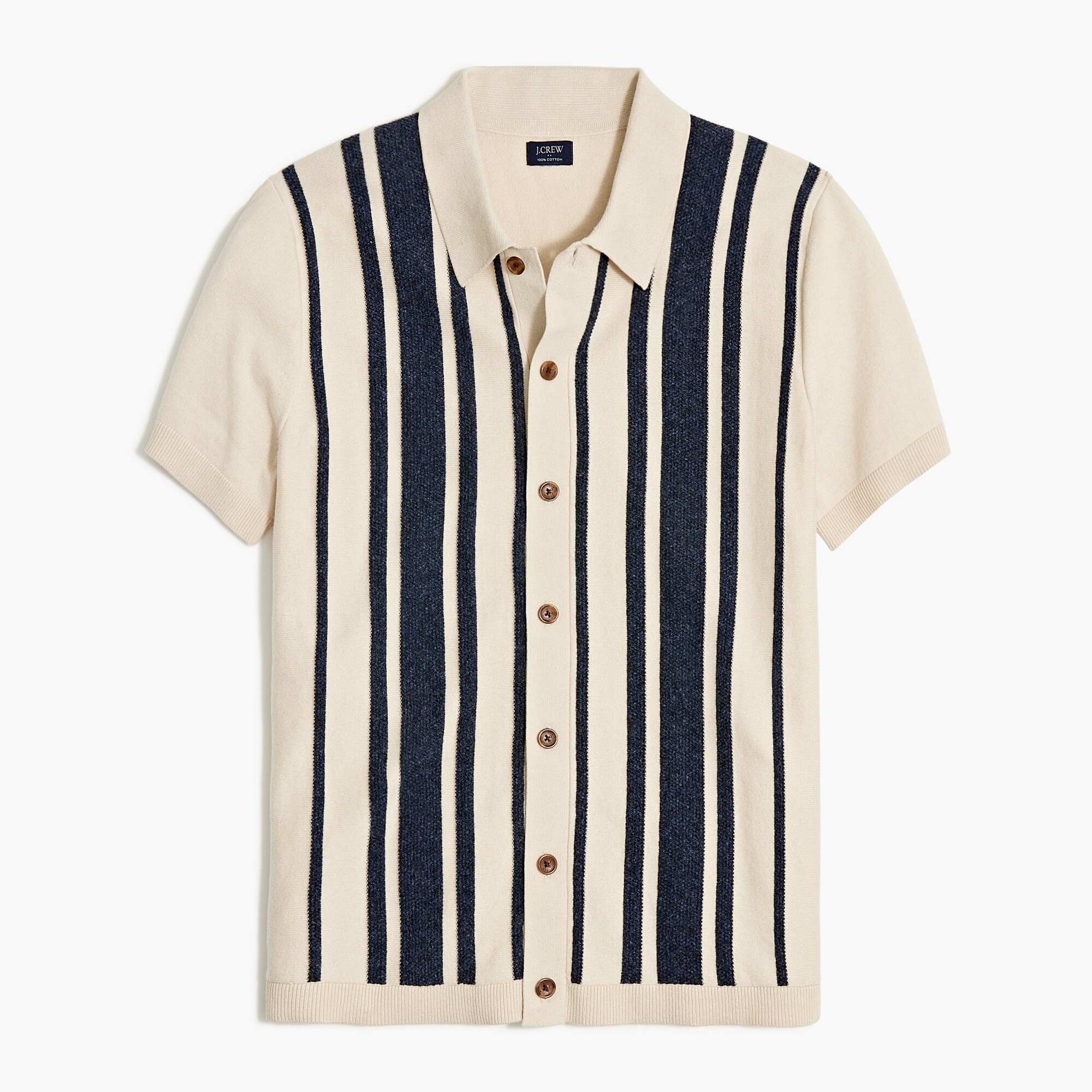  Striped button-front polo shirt