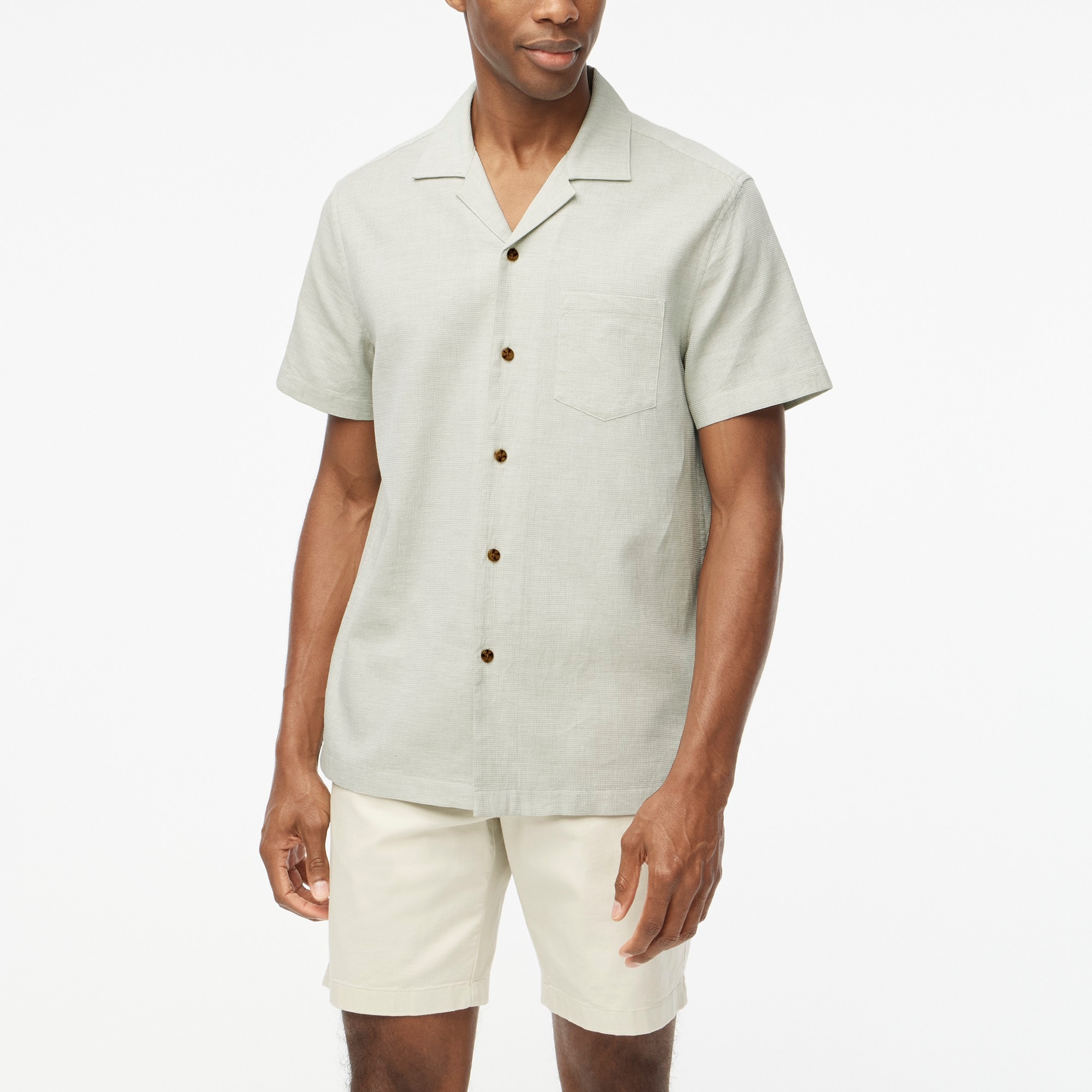  Short-sleeve textured dobby camp shirt