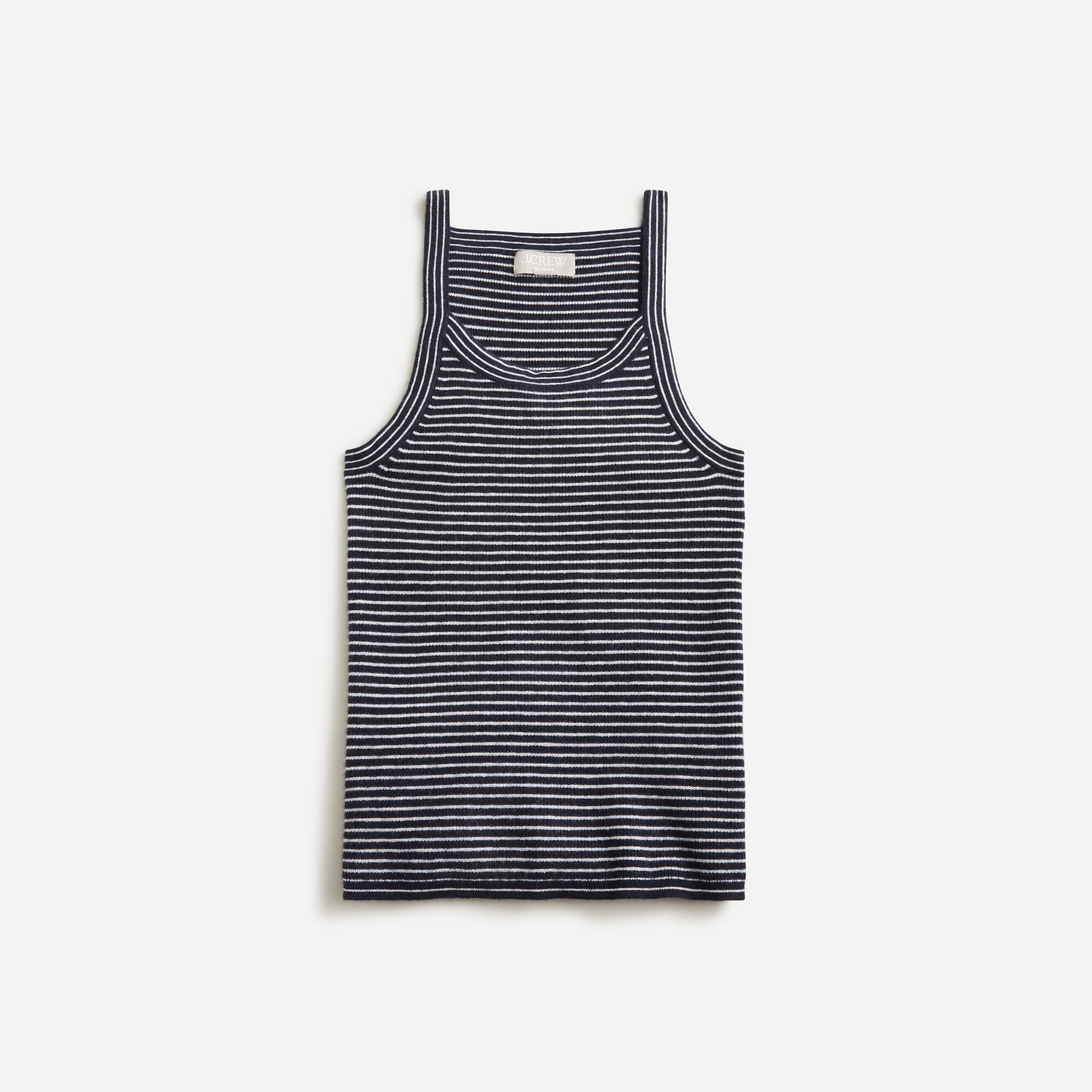  Featherweight cashmere ribbed tank top in stripe