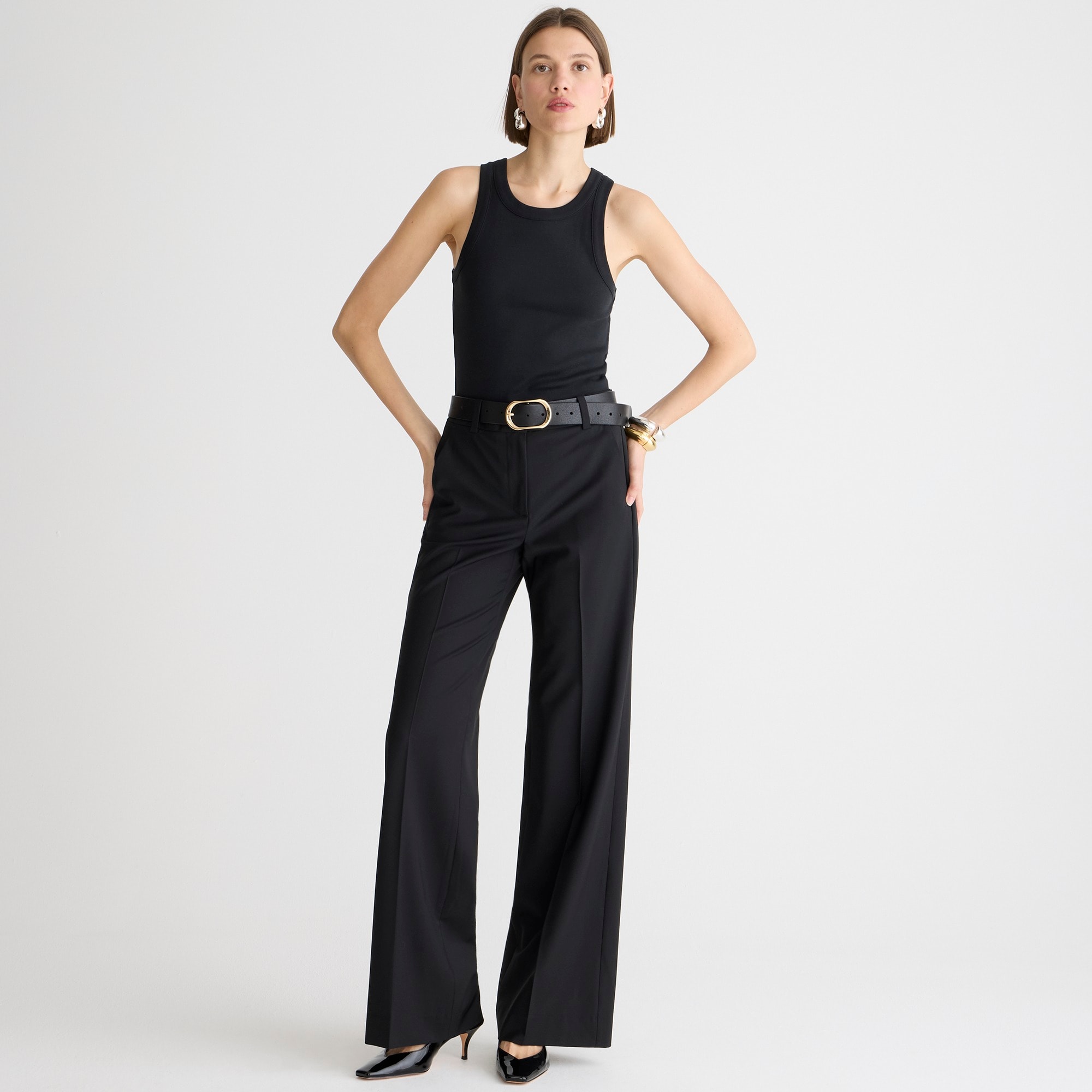 womens Tall Carolina flare pant in lightweight suiting wool blend