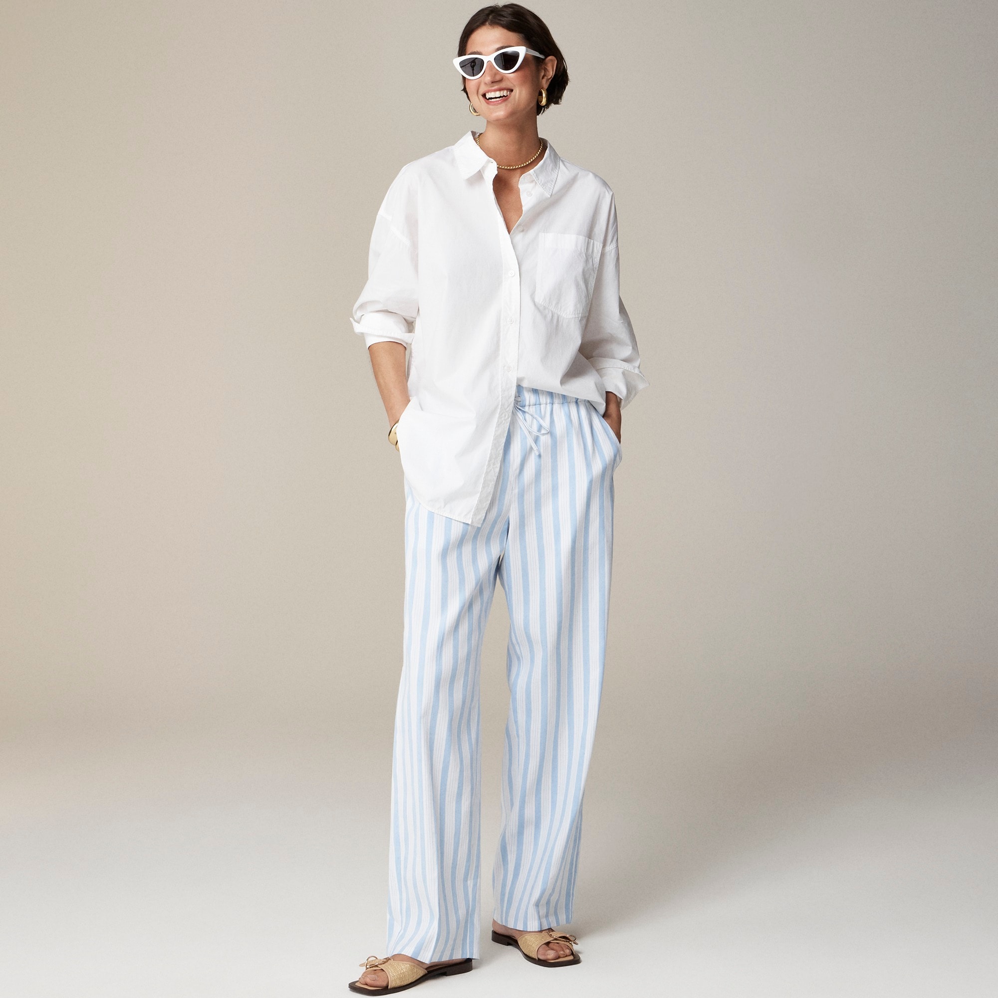 womens Soleil pant in striped linen blend
