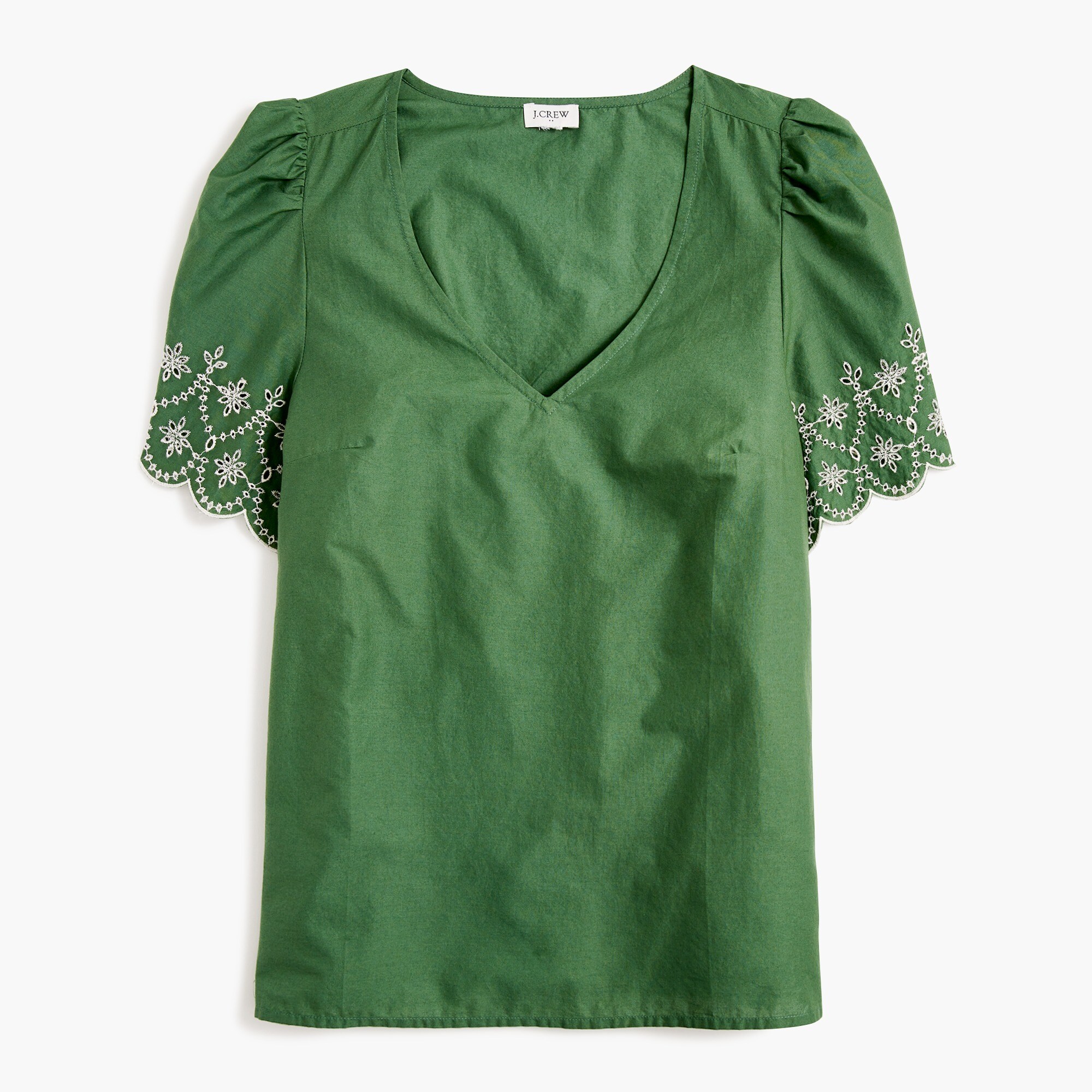  V-neck top with embroidered sleeves