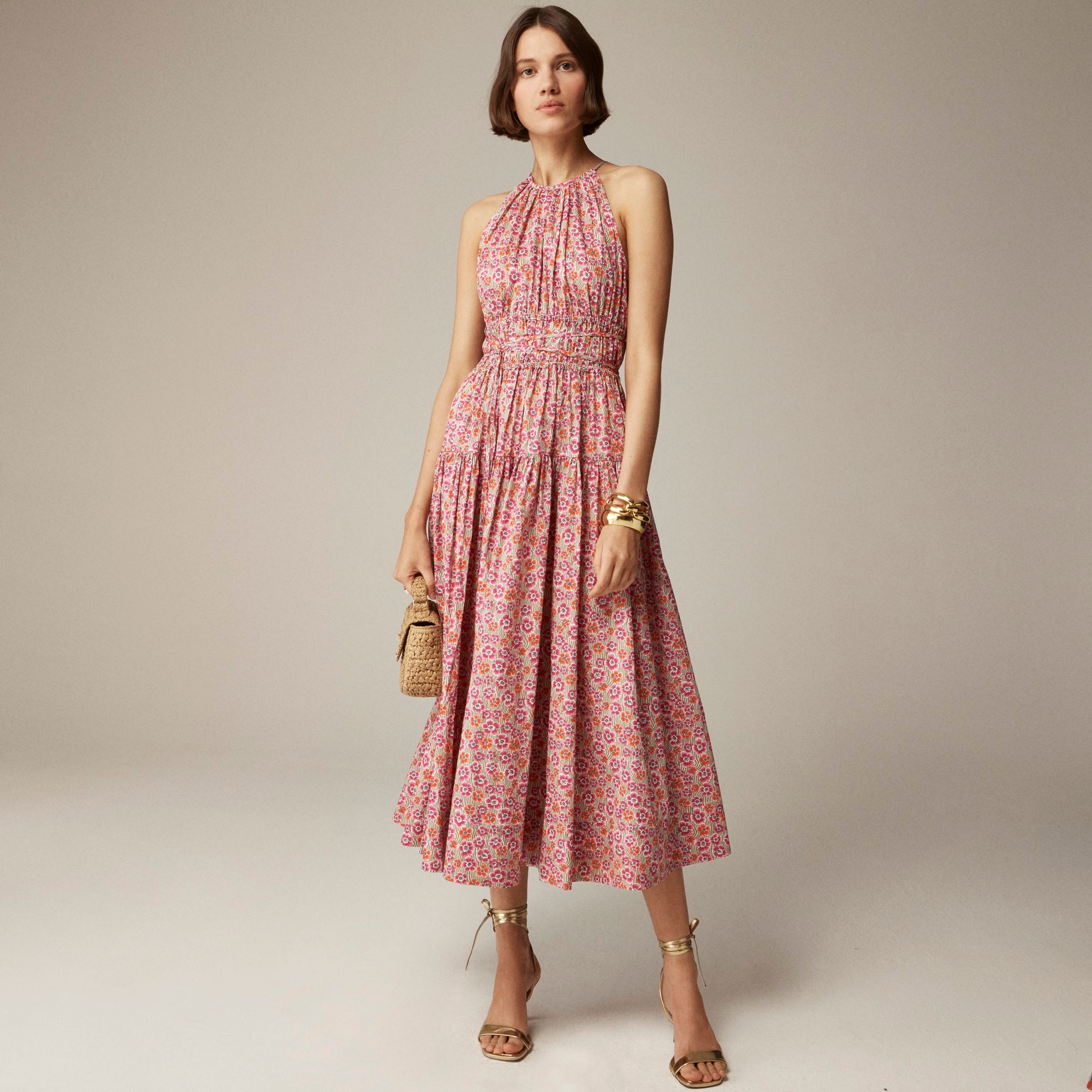 j.crew: tie-waist halter dress in liberty&reg; ellie fabric for women