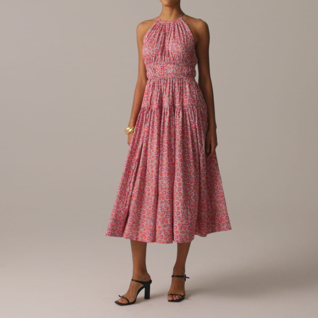 Tie-waist halter dress in Liberty&reg; Ellie fabric