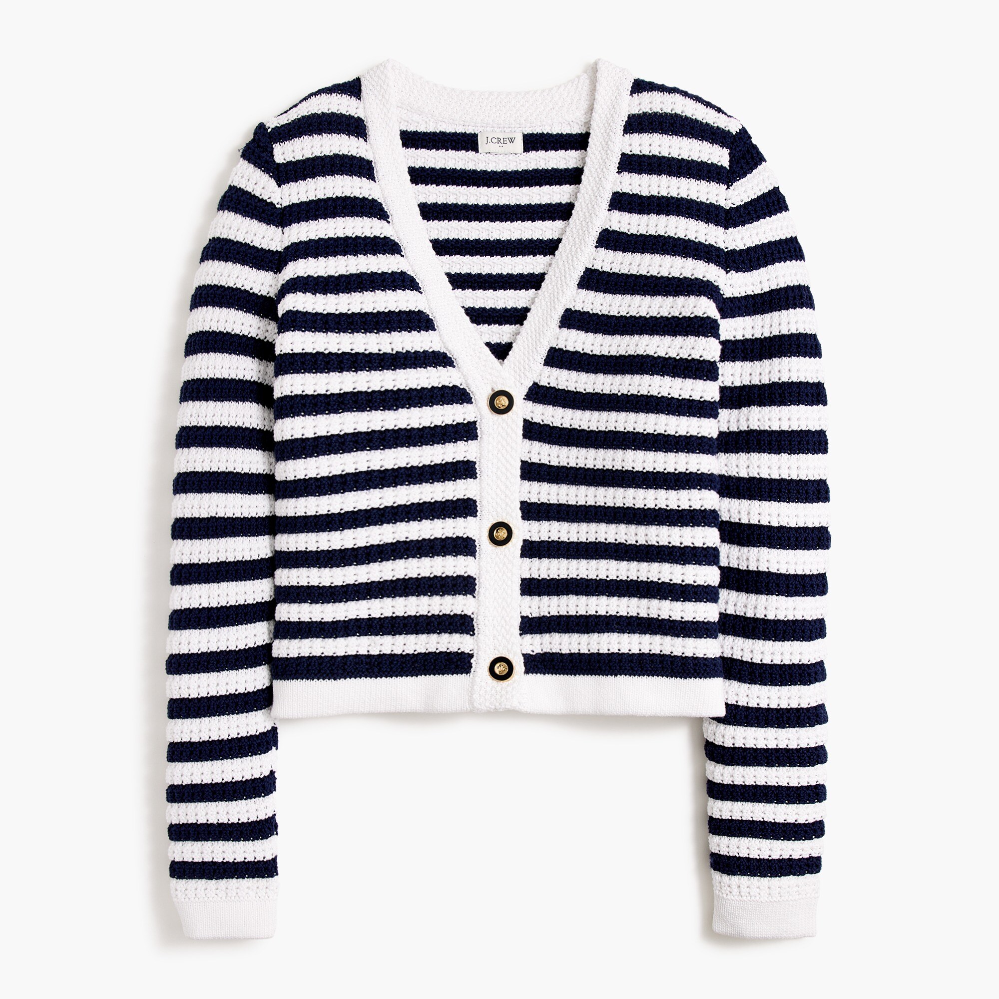 womens Striped knit V-neck cardigan sweater