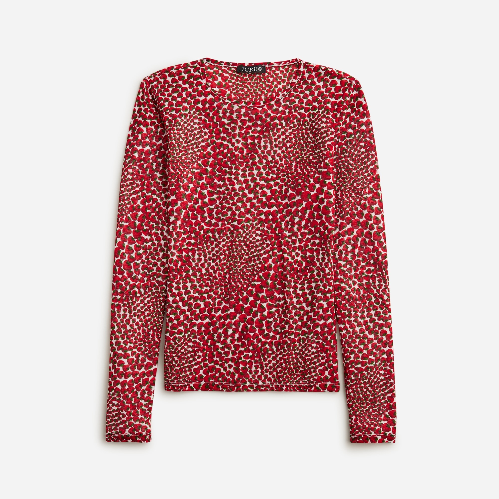  Sheer long-sleeve top in strawberry swirl print