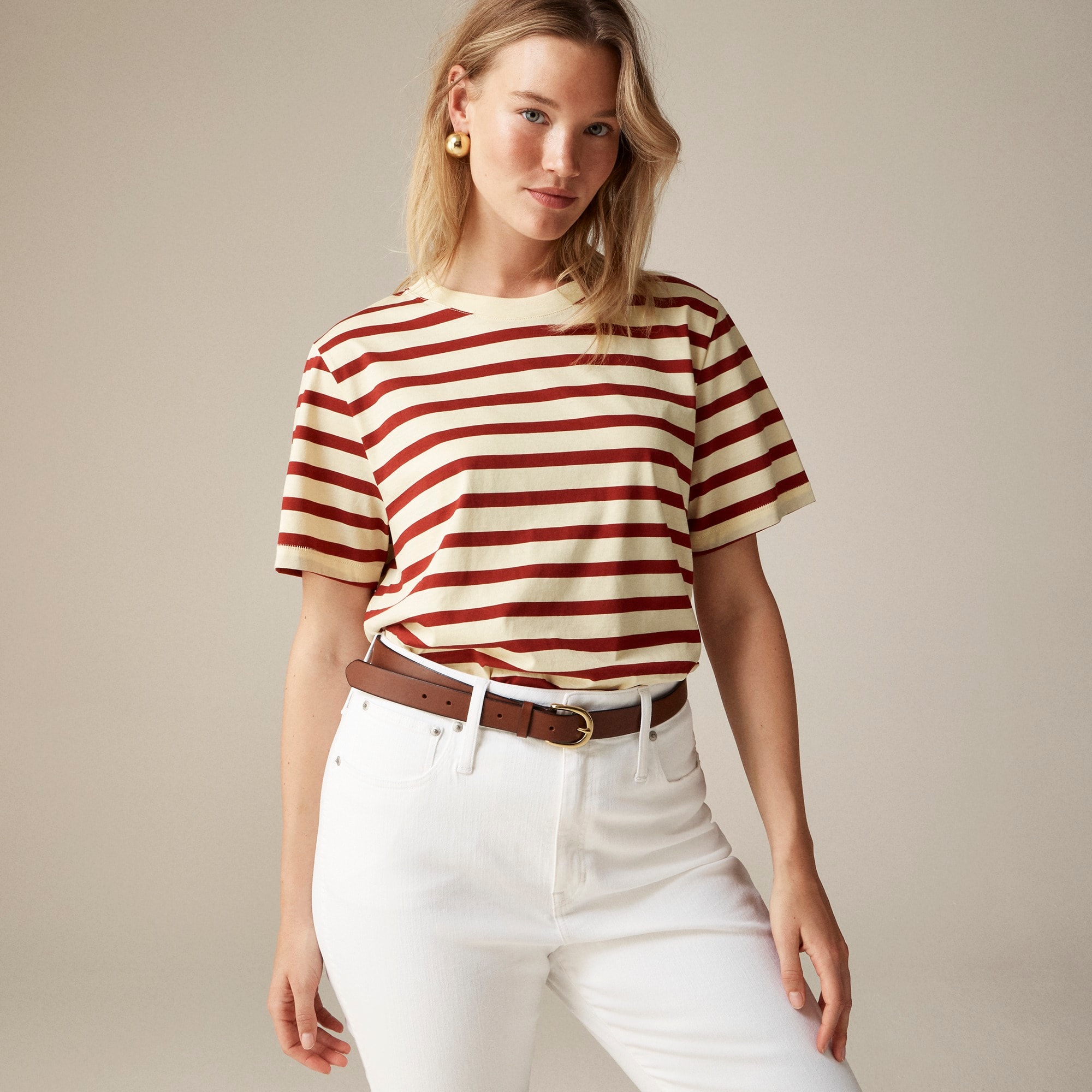 womens Pima cotton relaxed T-shirt in stripe