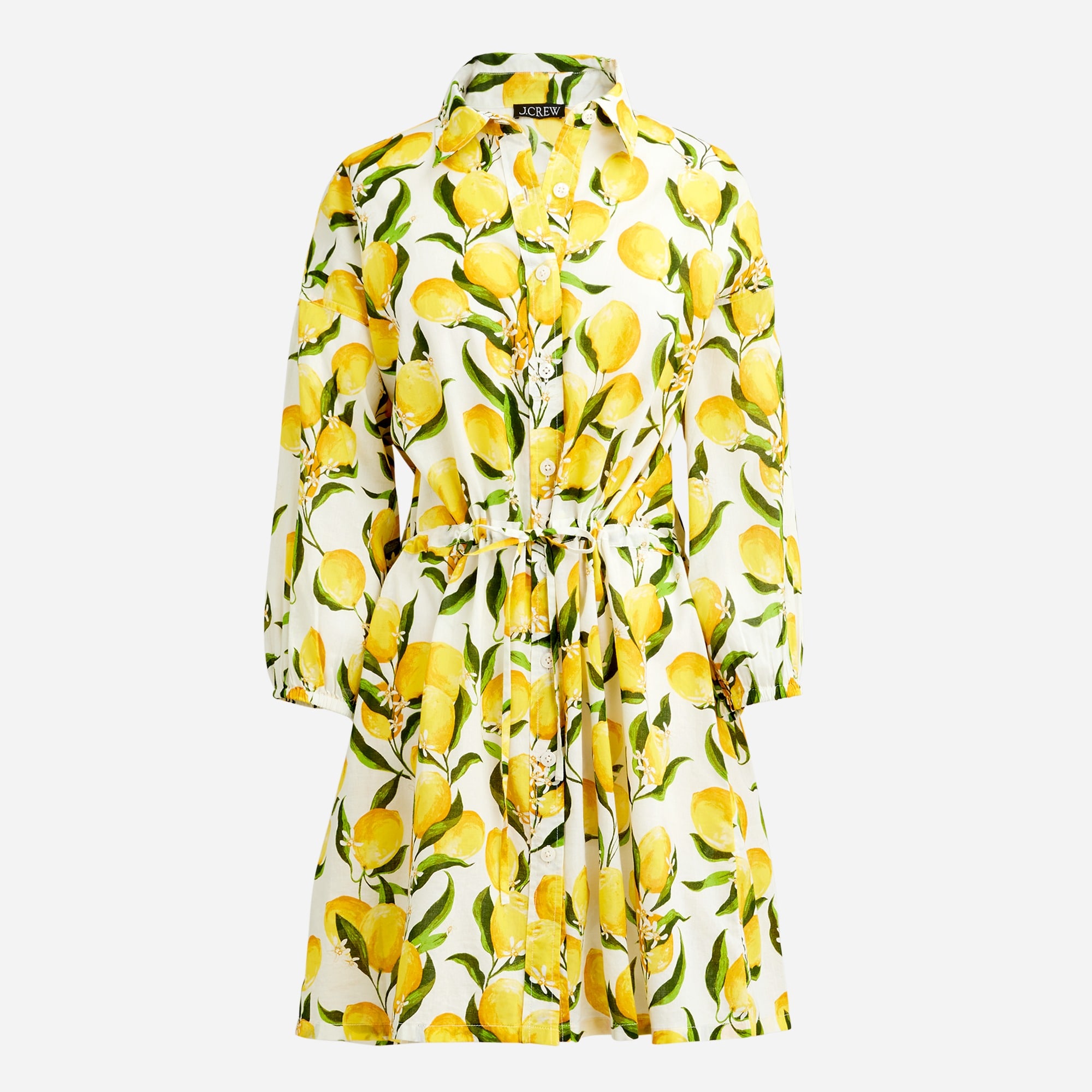  Cinched shirtdress in limoncello cotton voile