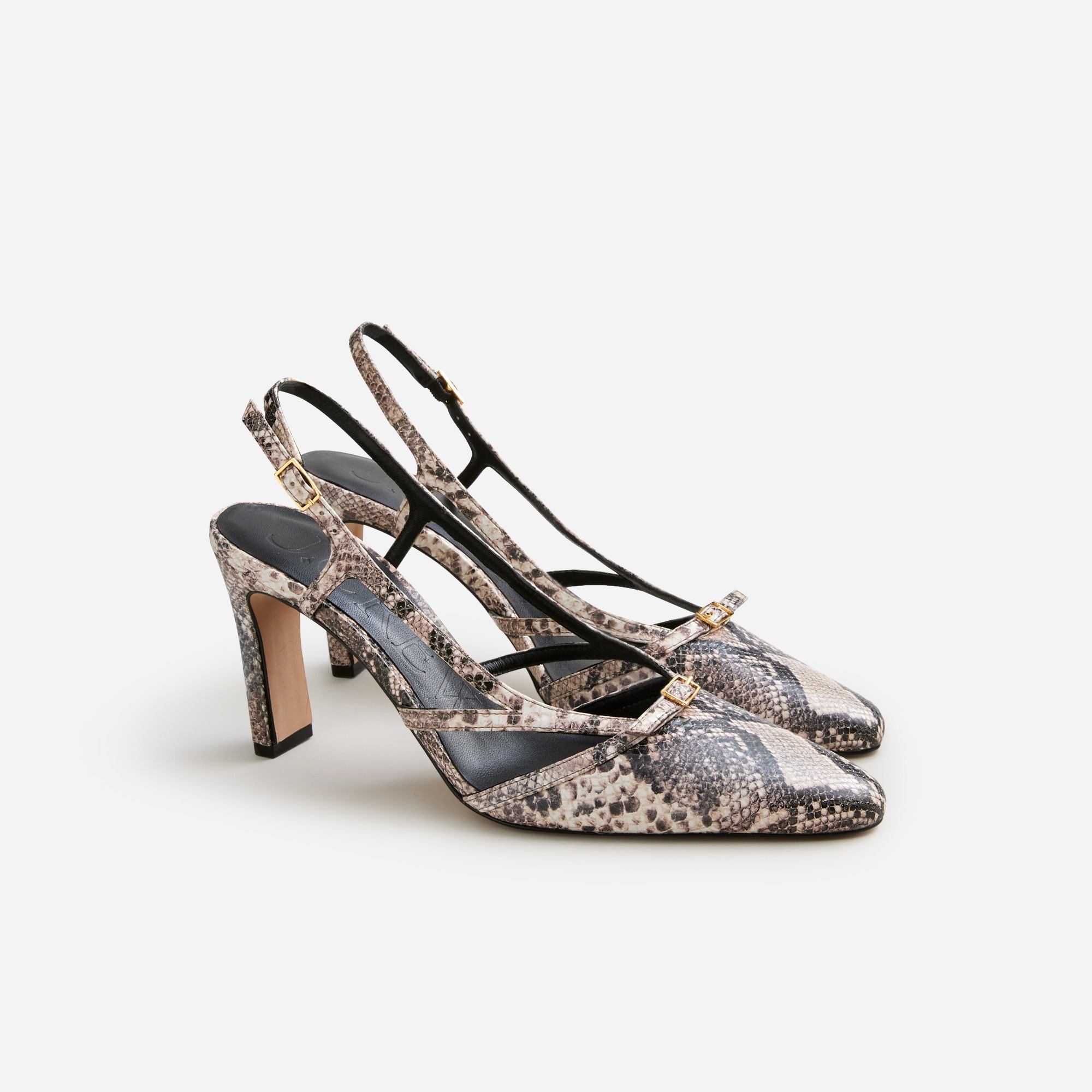 womens Made-in-Spain Jules slingback pumps in snake-embossed leather