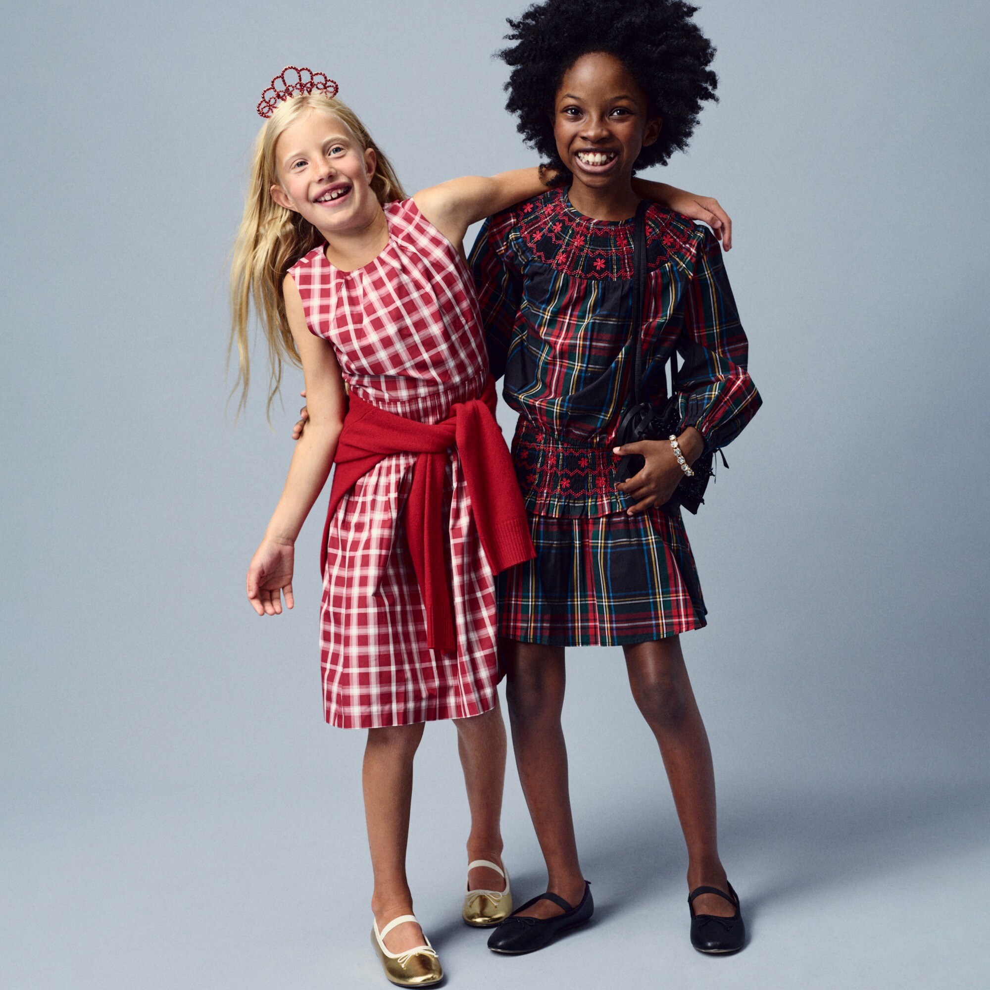 Girls' Collection pintuck midi dress in plaid taffeta