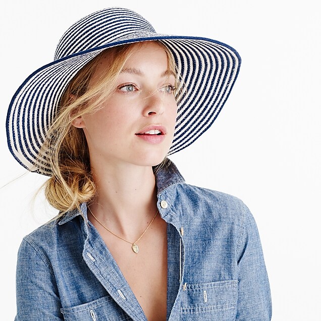 Striped sun hat in cotton blend : Women hats | J.Crew