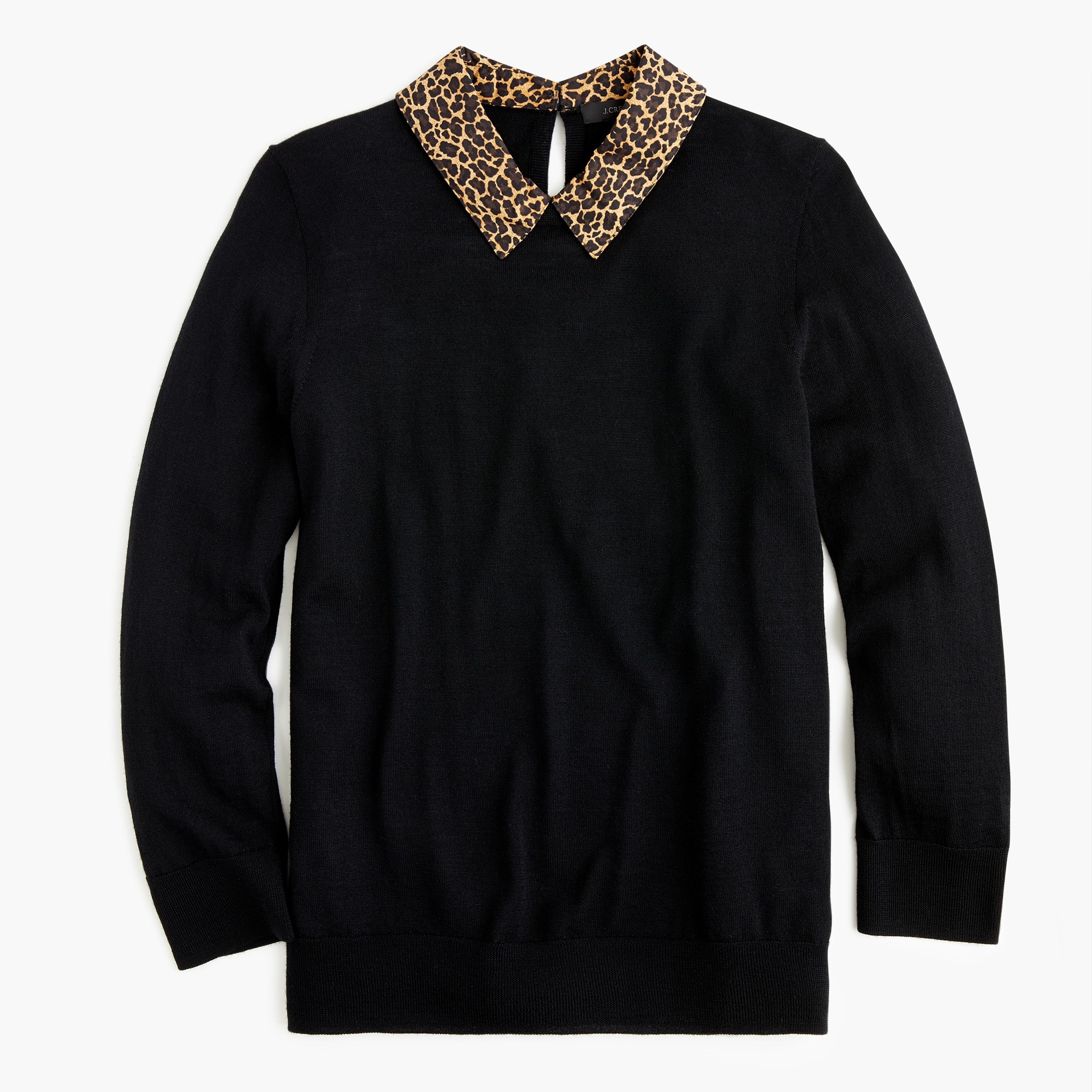 J.Crew: Tippi Sweater With Leopard Collar For Women